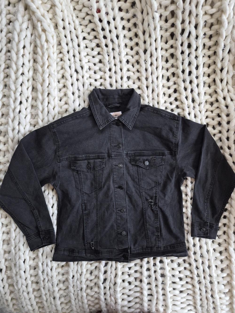 Royalty For Me Black Washed Denim Jacket